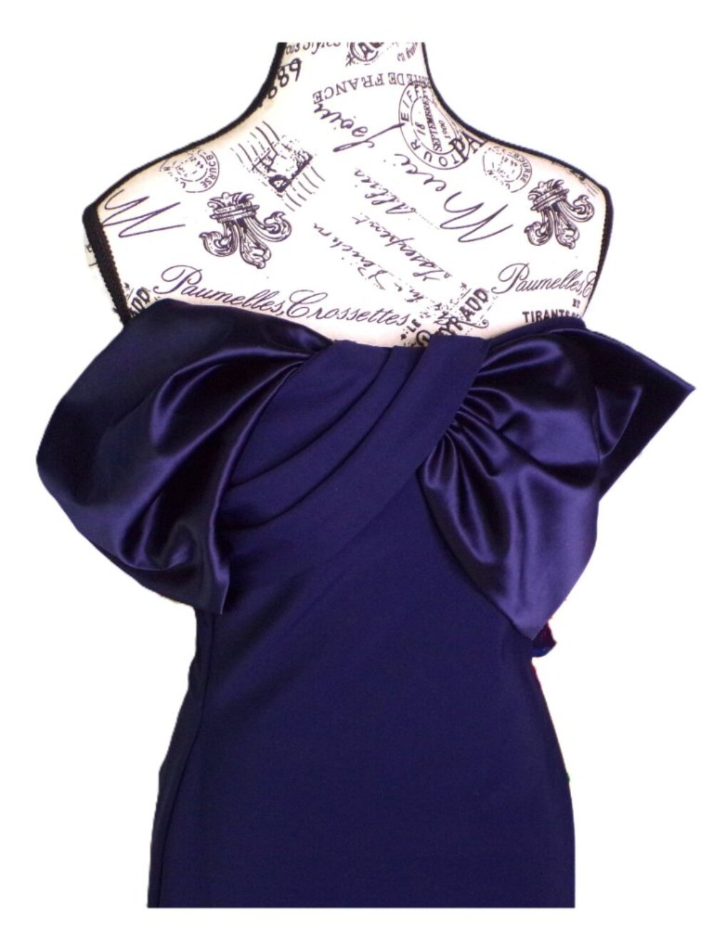 🆕CHIARA BONI Vezia Off Shoulder Gown Dress 8 Navy Blue - Picture 7 of 15